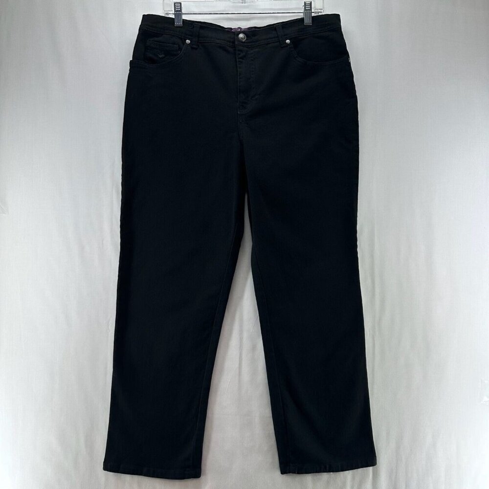 Gloria Vanderbilt Jeans Size 16 Straight Ankle Stretch Dark Washed Denim Black